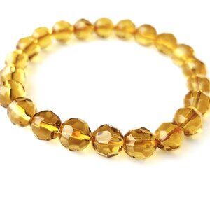 Citrine Bead Bracelet 7 3/4 inches (stretches) Boho